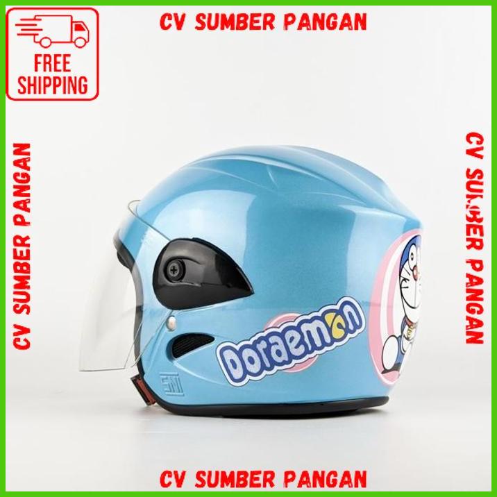 Helm Motor Anak Kecil Kids Helmet Usia 3 4 5 6 Tahun Sni Doraemon Biru