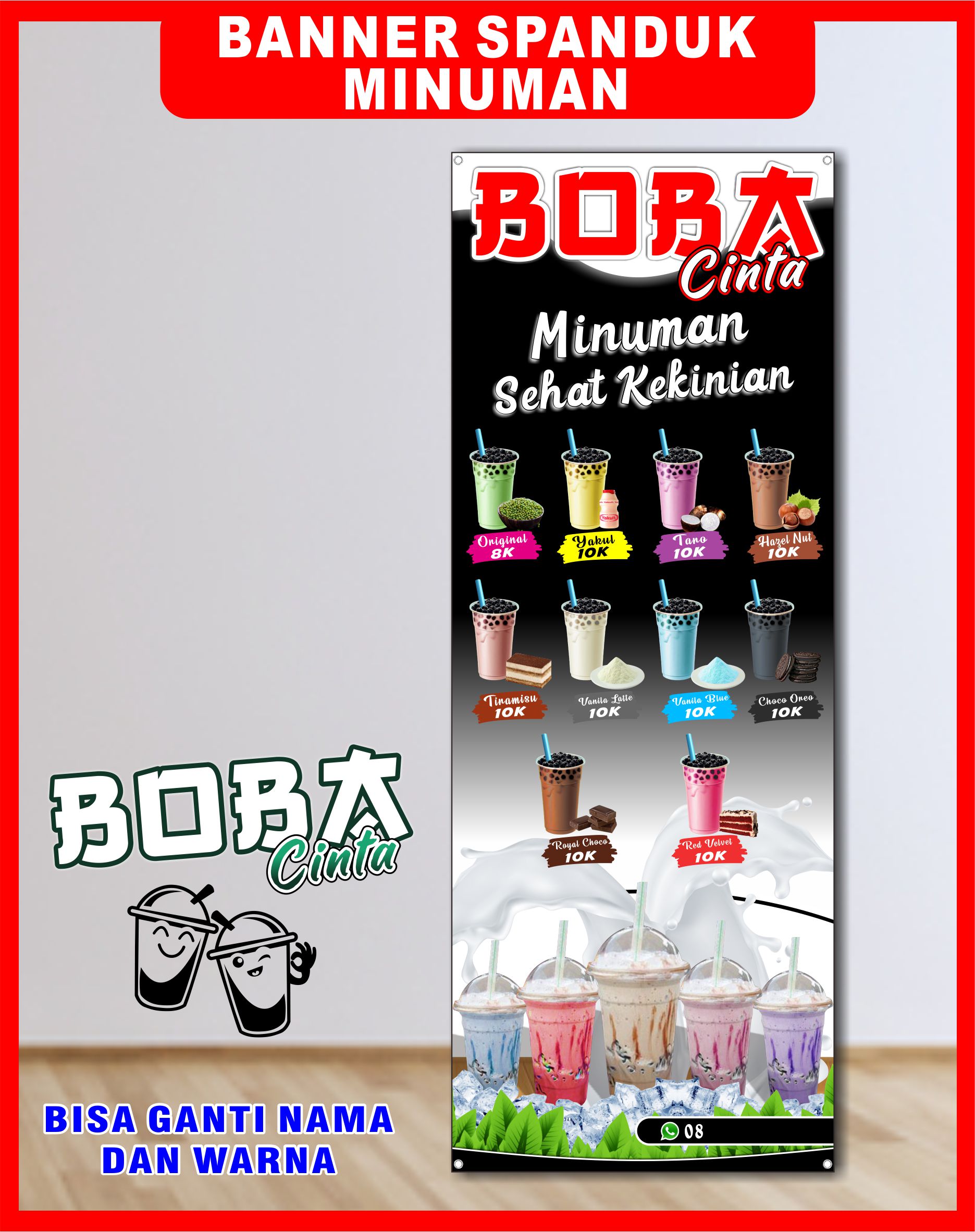 Banner Minuman Boba, Spanduk Minuman Boba ( Bayar ditempat ) 160x60 cm ...