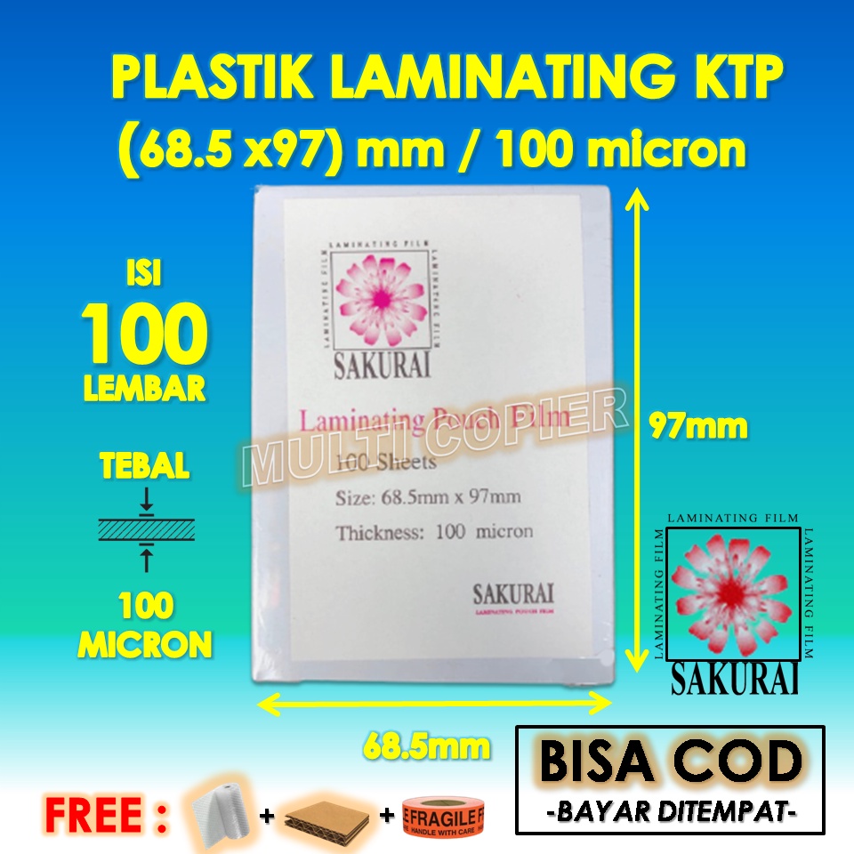 Plastik Laminating Sakurai Ktp Id Card Size 68 5 Mm X 97Mm 100 Micron 