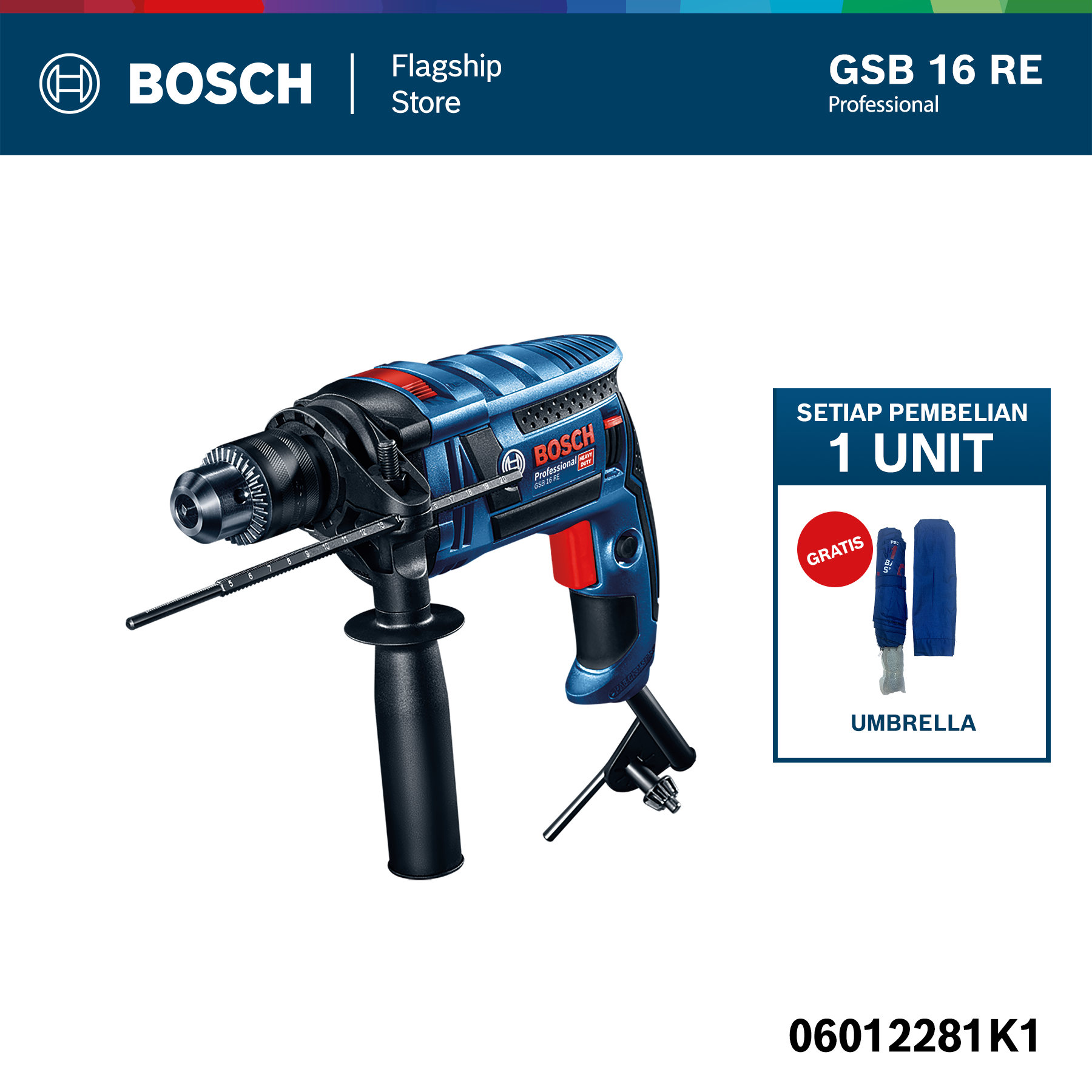 BOSCH Mesin Bor Impact GSB 16 RE / Impact Drill - 06012281K1