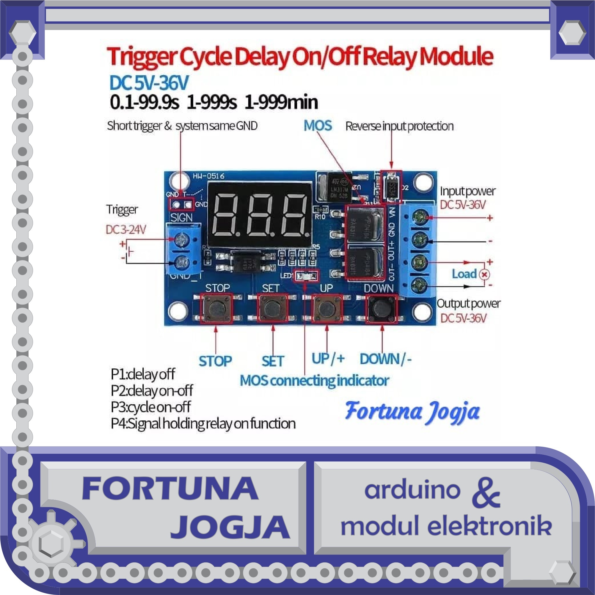Digital Delay Timer Trigger ONOFF Mosfet 536V DC Lazada Indonesia
