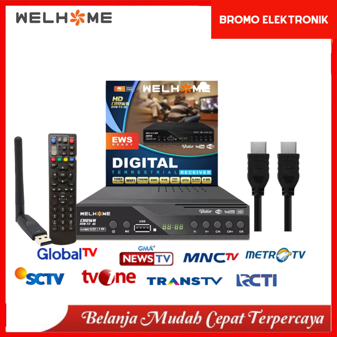 Set Top box Tv Digital Welhome DVB T2 EWS UHF HD / Set Box TV Digital
