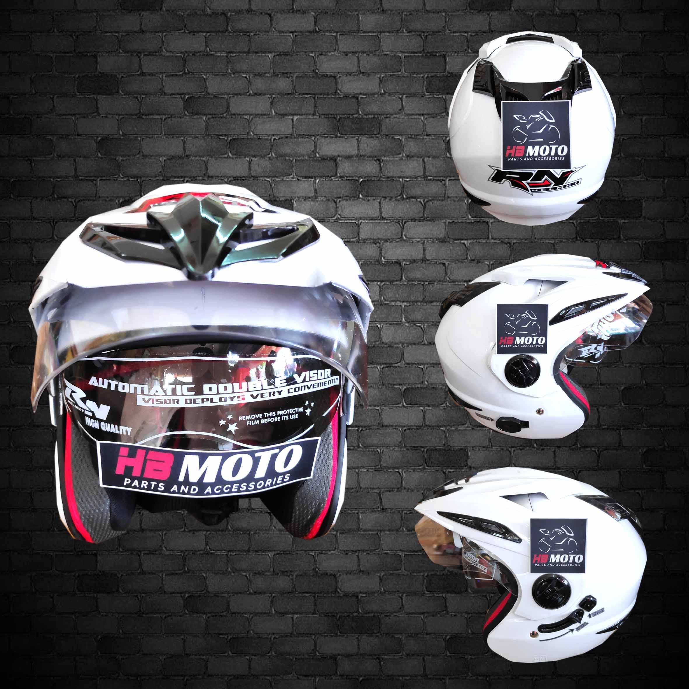 Helm RN White Black RN1PLSWB Double Visior Helm SNI Helm Half