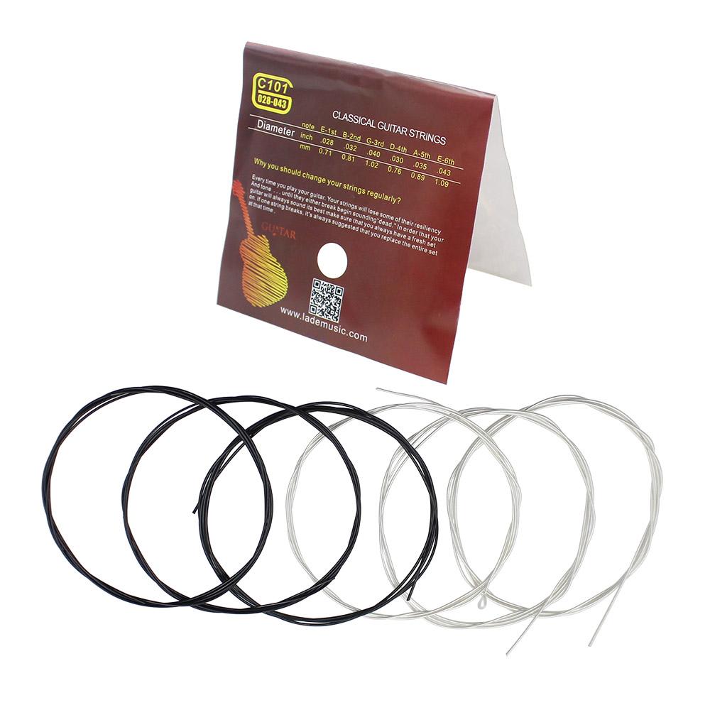 IRIN 6 Pcs Classical Guitar String Set Black Nylon Core Silver-Plated Copper Wound 1st-6th