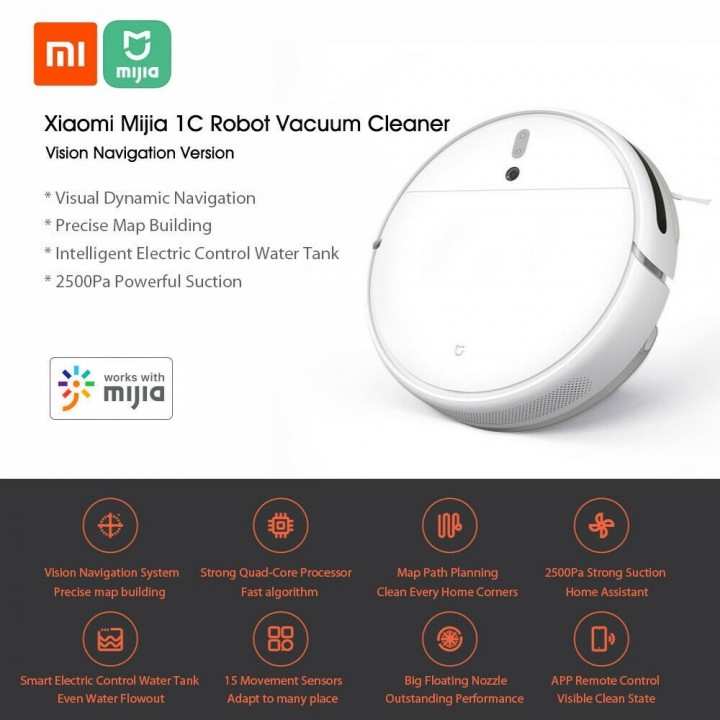 XIAOMI MIJIA STYTJ01ZHM Mi Robot 1C Vacuum Cleaner Sweeping Wet Mopping |  Lazada Indonesia
