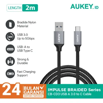 Aukey CB-CD3 Cable 2M Braided Type C USB 3.0 - 500254