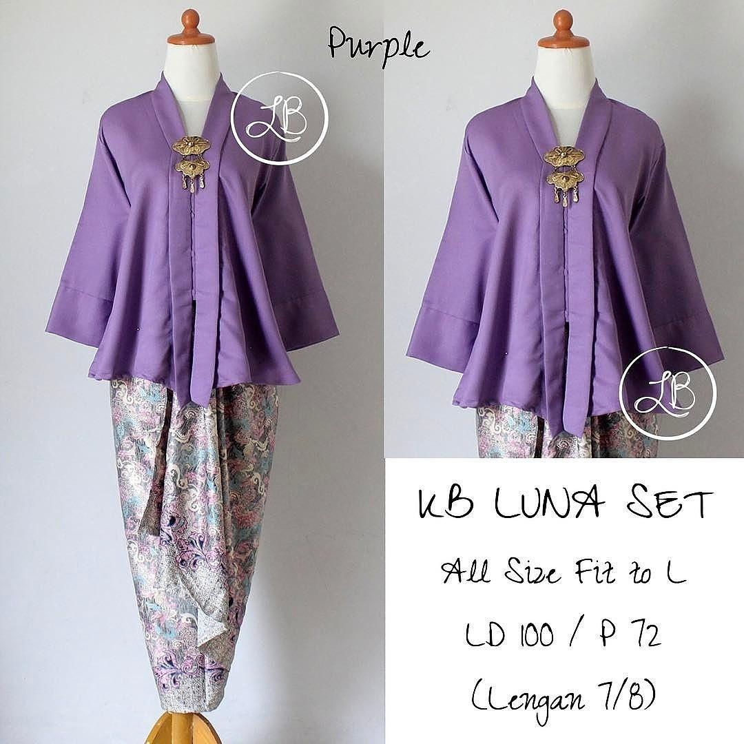 kebaya modern setelan kebaya kutubaru floy balotelly set baju batik wanita set rok lilit mewah pink - purple