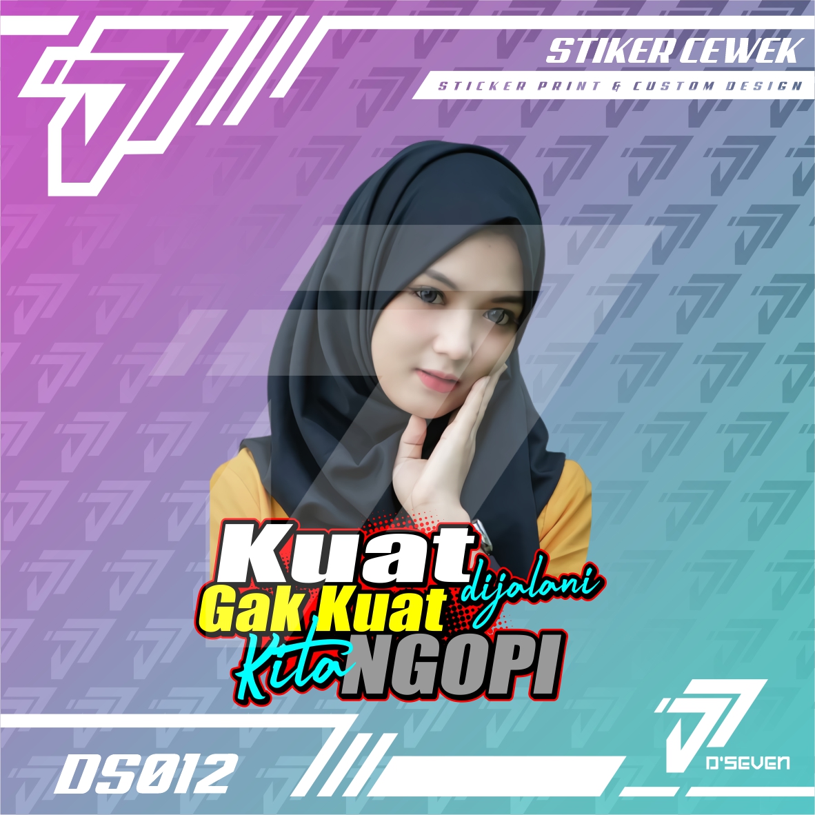 Stiker Foto Cewek Hijab Vector Seksi Custom Bisa Request Foto & Kata