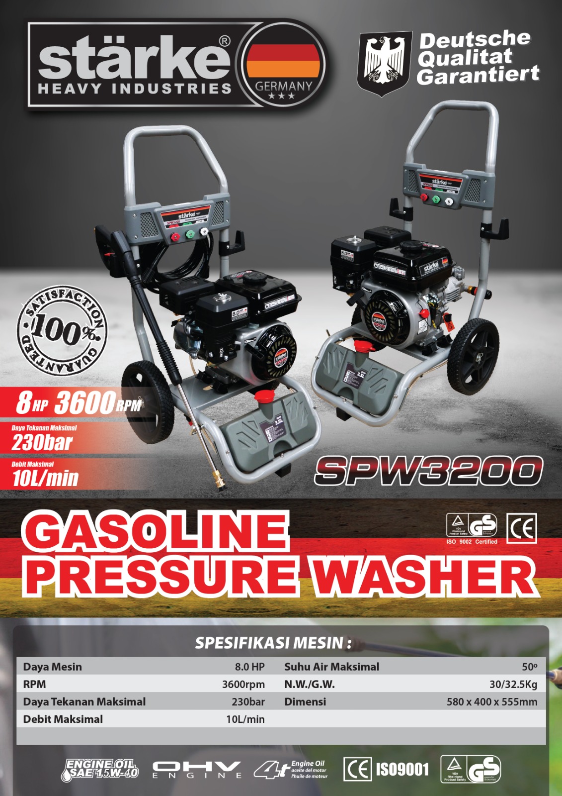 Jet Cleaner SPW3200 STARKE / Gasoline Engine High Pressure Washer SPW