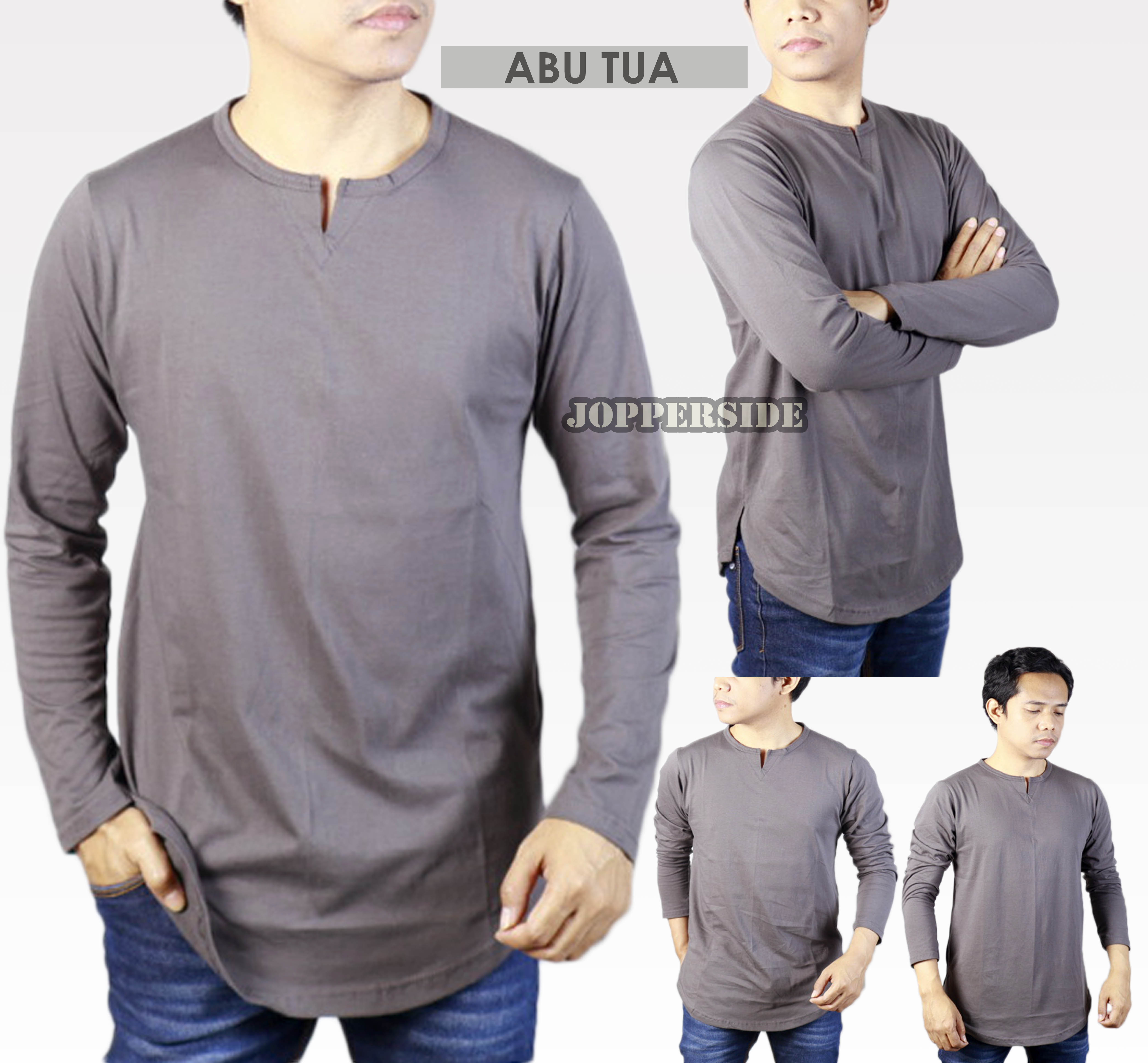 ZAVIR ABU TUA SERIES ORIGINAL BY KATSAE - kaos Koko polos Kurta pakistan  pria Dewasa Kerah v neck nek longline