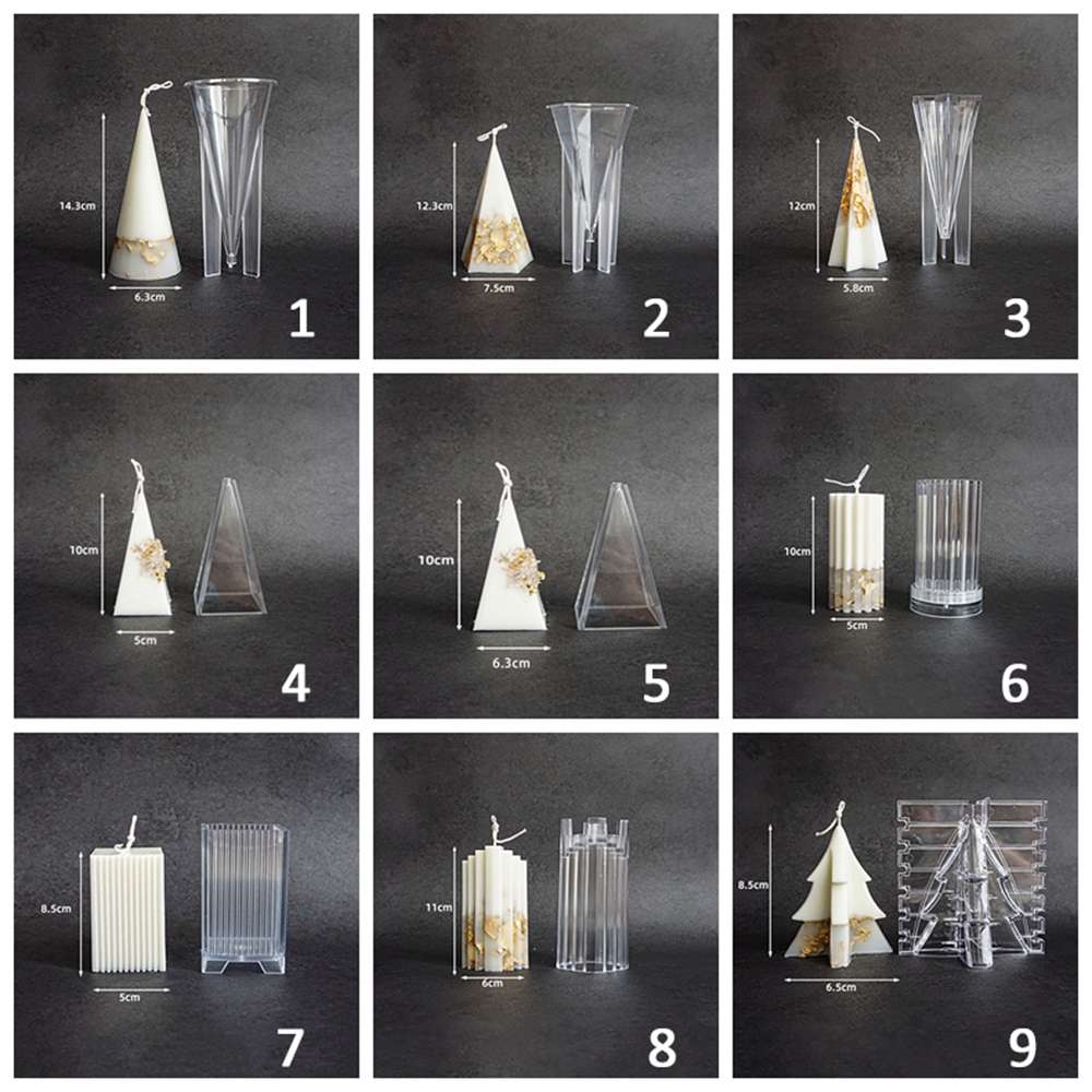 NOELT Handmade Plastic Material Columnar Acrylic Candle Making Molds Ice Flower Embossed Wax Model Candle Mold Aromatherapy Home Deor