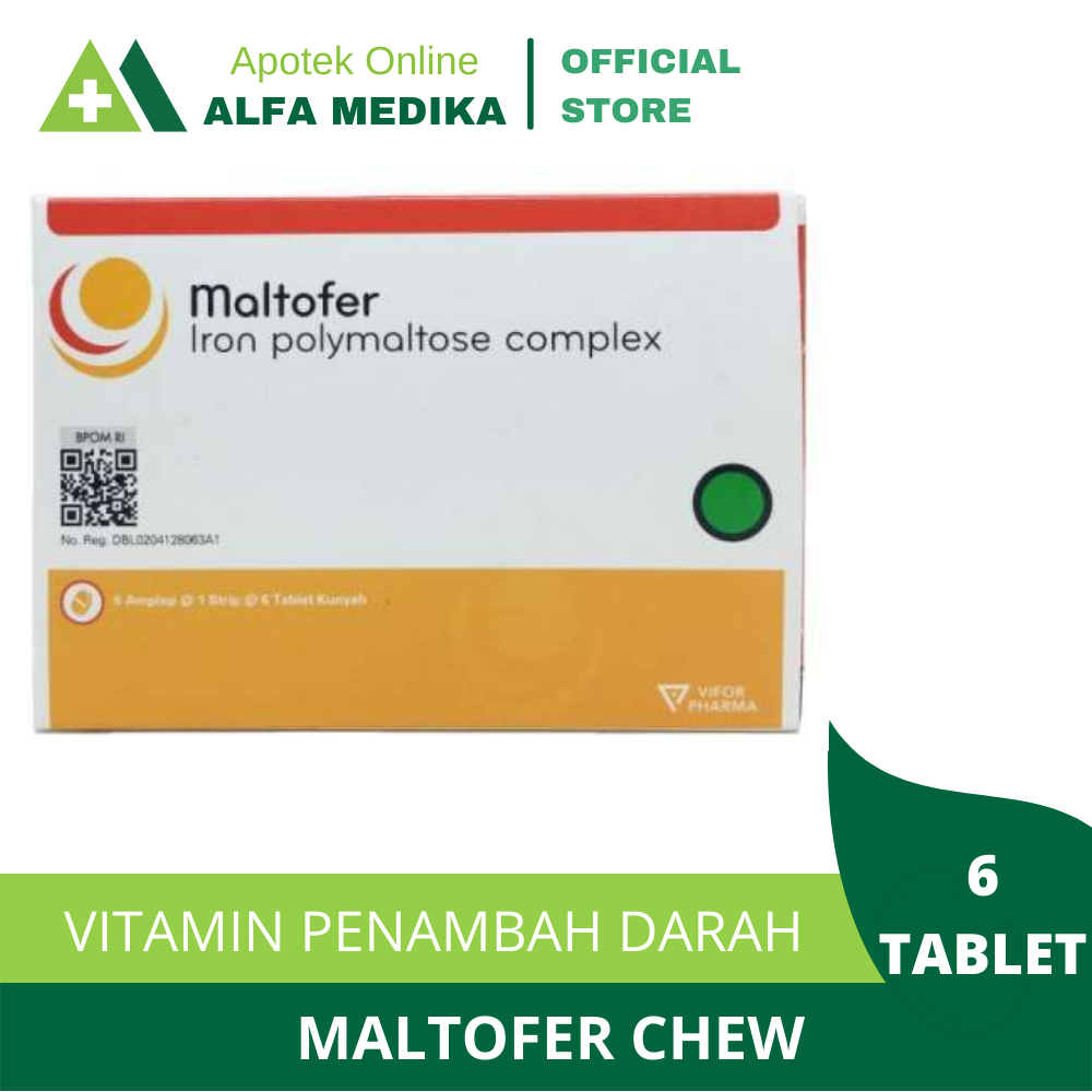 Maltofer Tablet Kunyah 6 Tablet - Obat Anemia dan Kekurangan Zat Besi