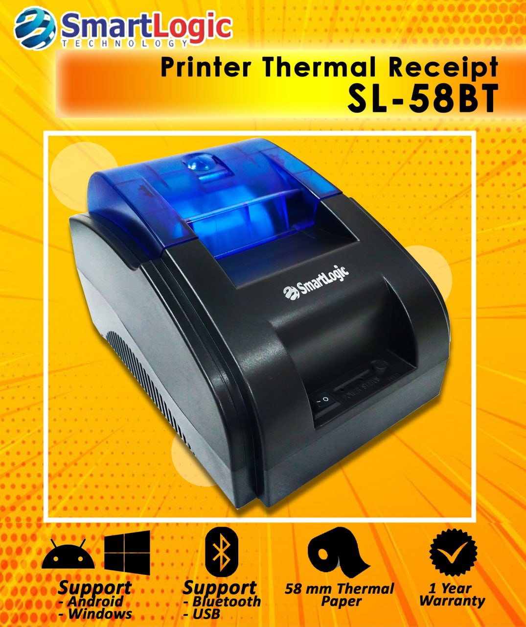 Smartlogic POS 58B - Printer Thermal Bluetooth - cetak struk ukuran ...