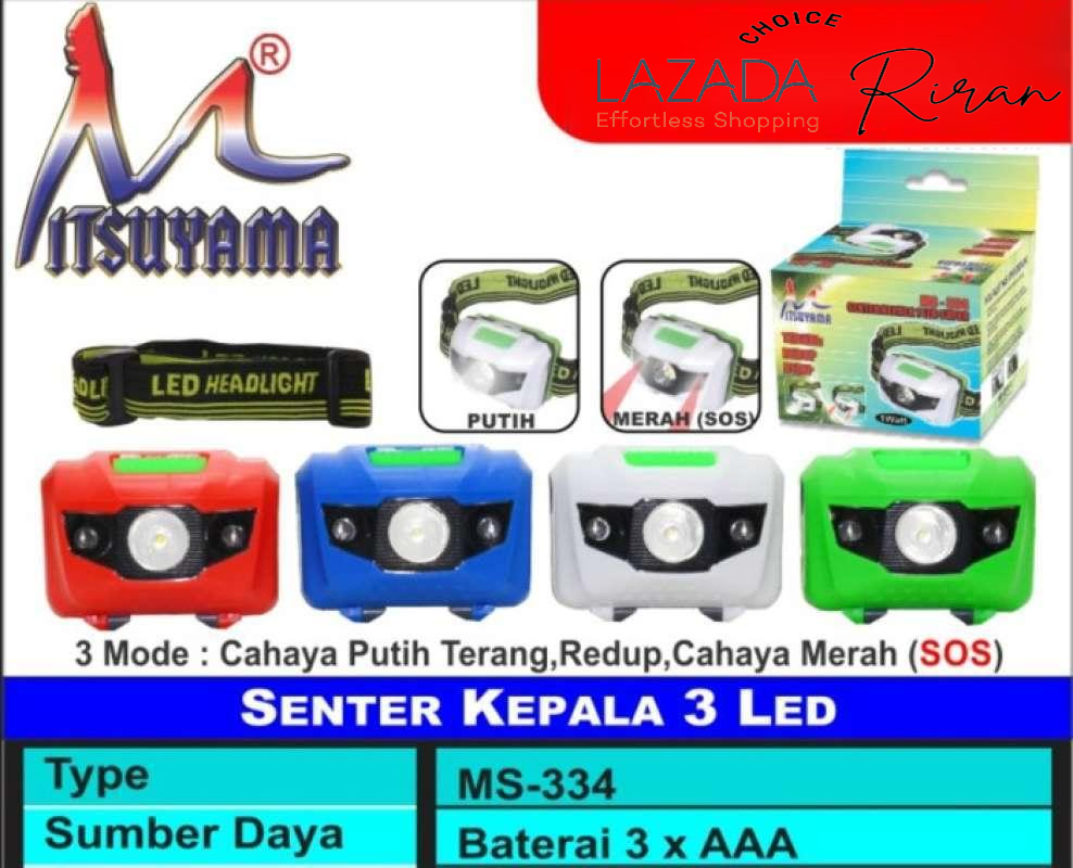 SENTER KEPALA / HEADLAMP MITSUYAMA MS 334 HEADLAMP GUNUNG MATA KUCING ...