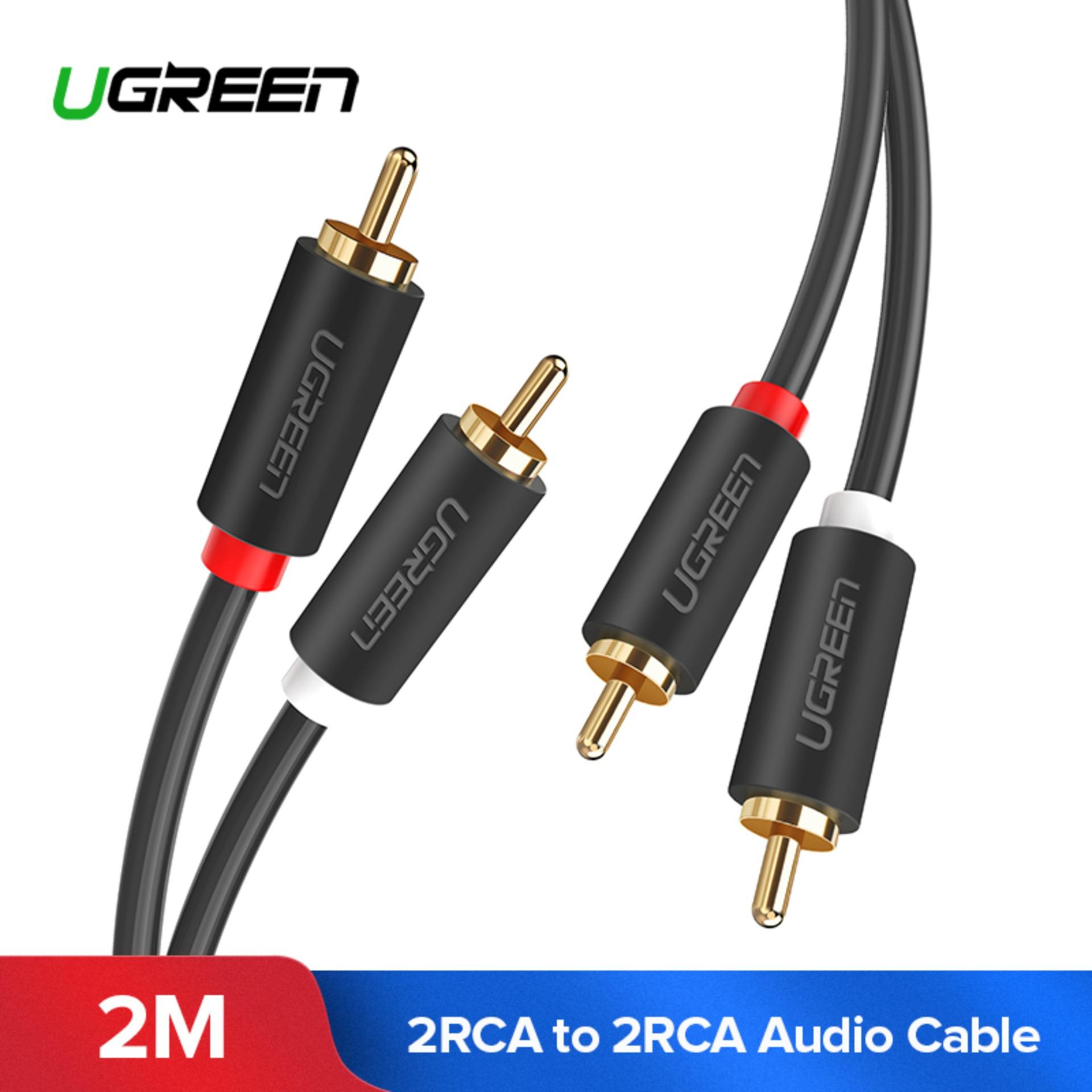 UGREEN 2Meter 2RCA to 2 RCA Male to Male Audio Kabel Gold-Plated RCA Audio Cable for Home Theater DVD TV Amplifier CD Soundbox