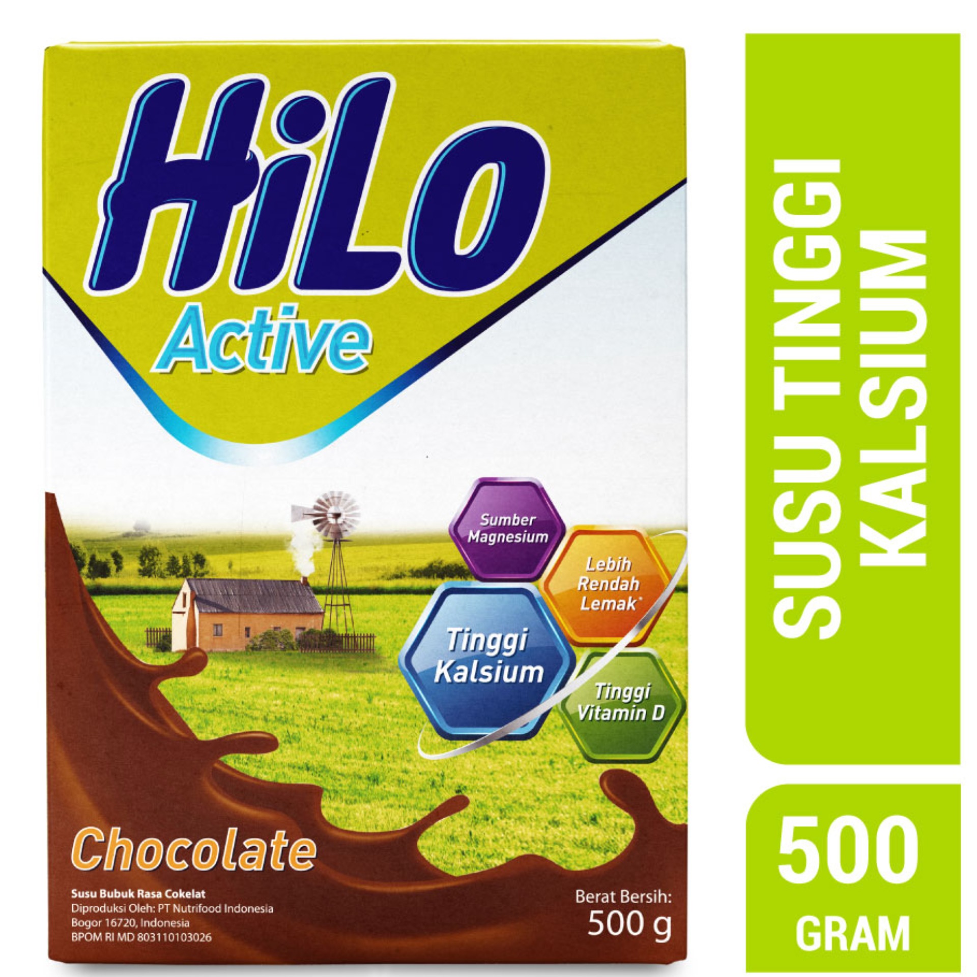 HiLo Active Chocolate 500gr - Susu Tinggi Kalsium Rendah Lemak