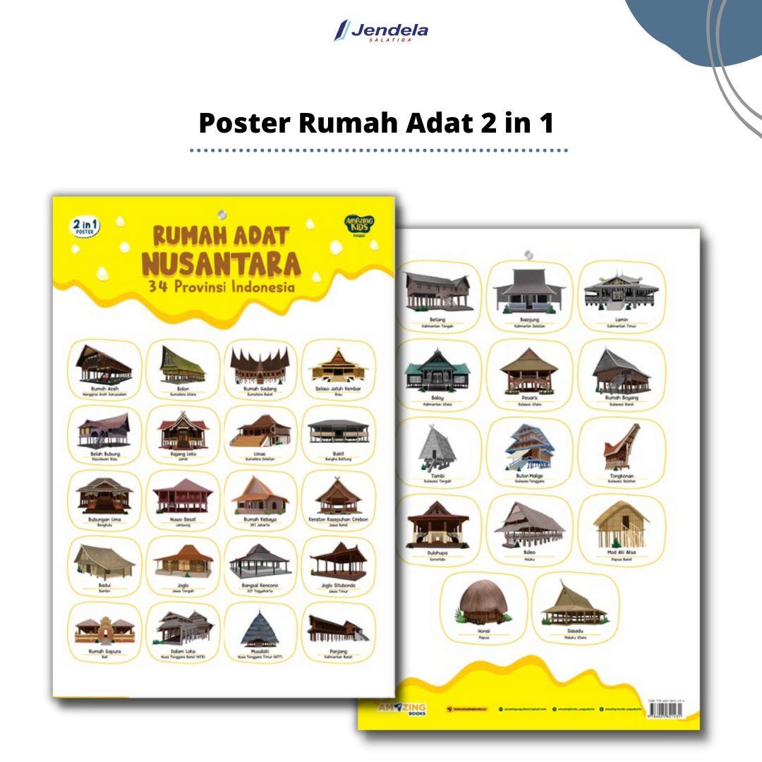 Poster Rumah Adat Nusantara 2 In 1 - Poster Edukasi Anak | Lazada Indonesia