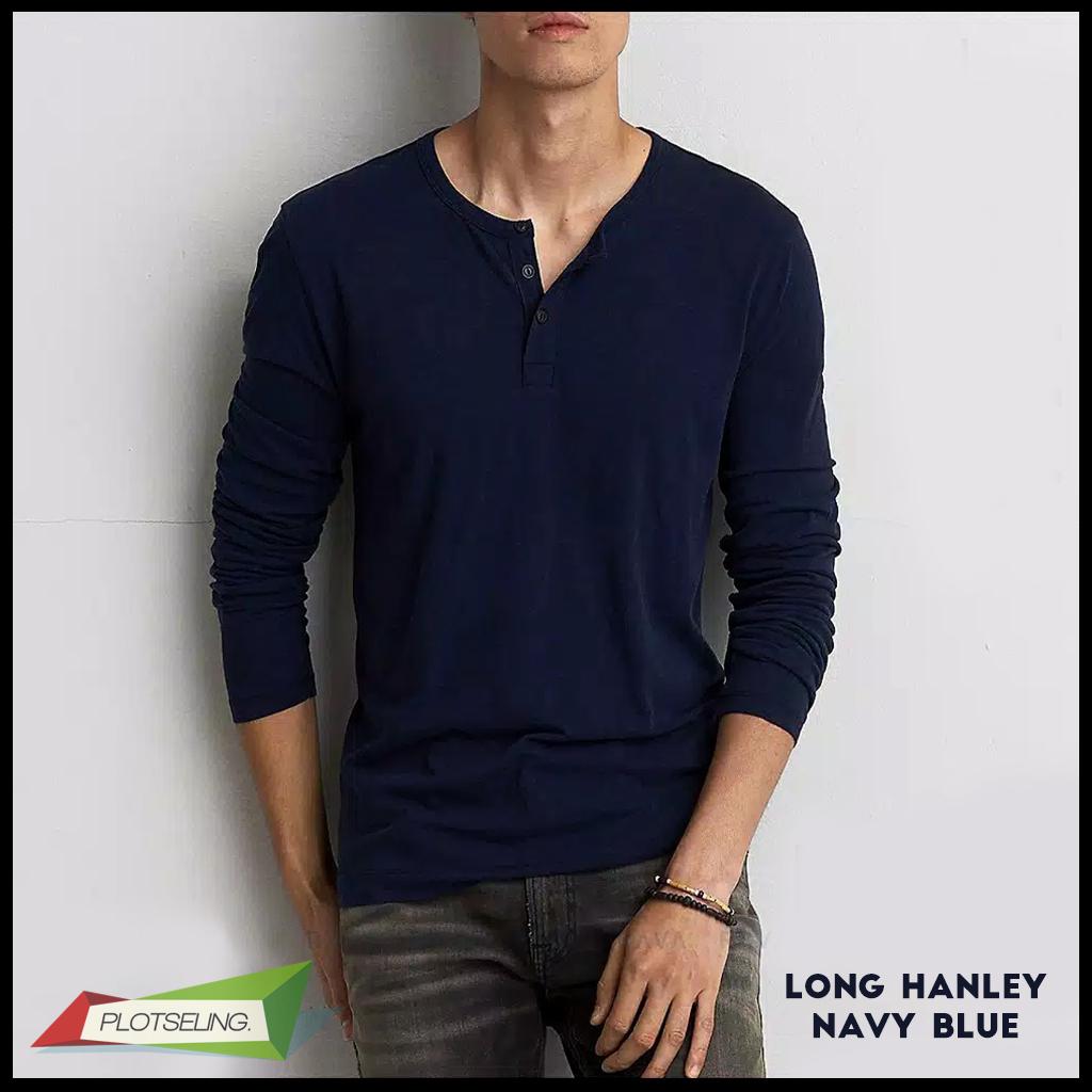 Kaos Polos Oblong HENLEY Pria Lengan Panjang IMPORT COTTON PREMIUM QUALITY - LONG HENLEY ORIGINAL