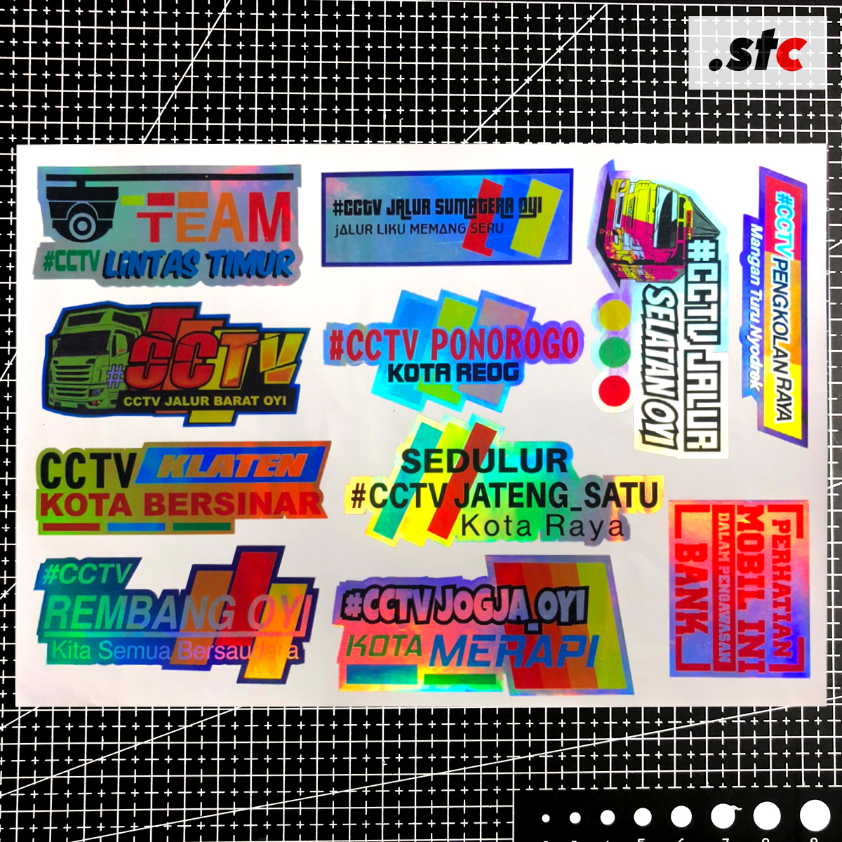 Isi 23 Stiker Stiker Hologram Cutting Cctv Truk Oleng Sticker