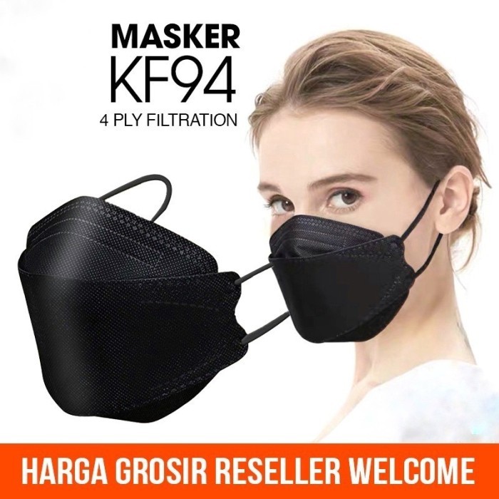 MASKER KF94 ISI 10 PCS MASK EARLOOP KF94 4ply KF Hitam Lazada