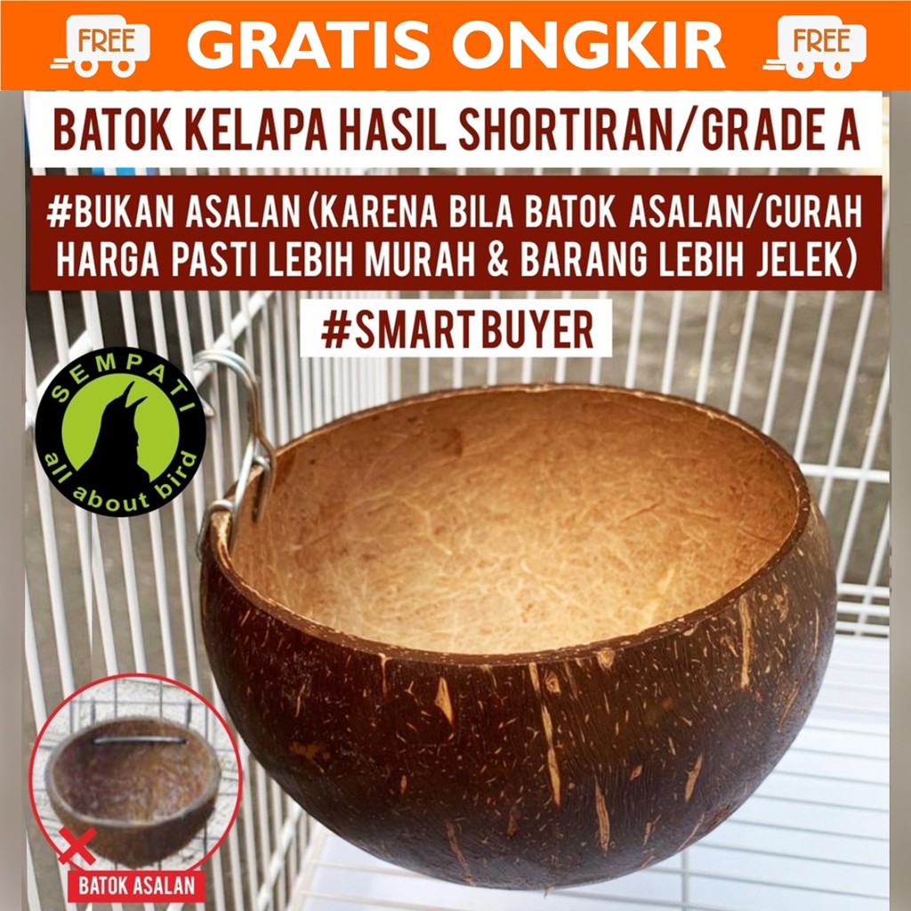 Makanan Burung Starbatok Kelapa Tempurung Tempat Makan Minum Burung Bebek Ayam Unggas Sarang Bertelur Termurah Lazada Indonesia