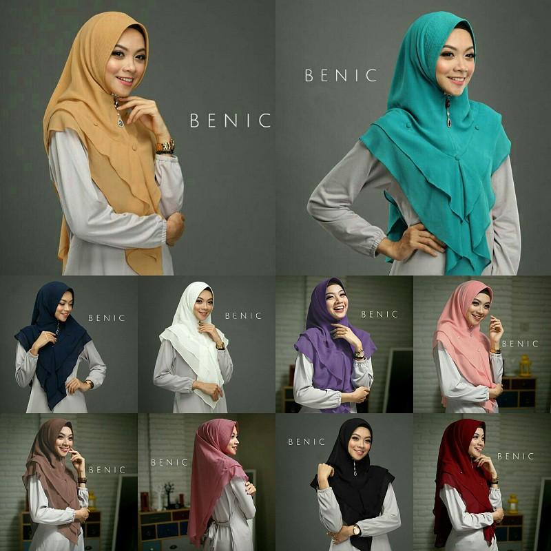 Jual Hijab (Jilbab) Modern Terbaik / Hijab Khimar Benic / fashion hijab 2019 /trend fashion hijab 2019 / model kerudung terbaru 2019