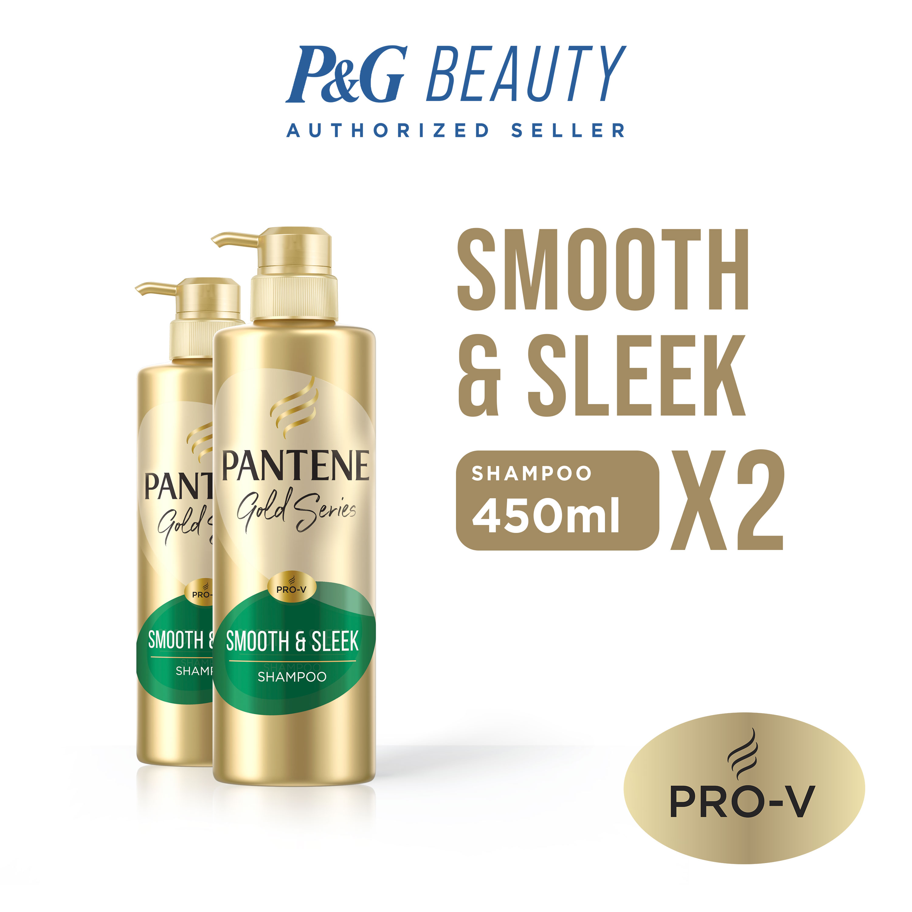 [Paket isi 2] Pantene ProV Gold Series Smooth & Sleek Shampoo 450ml