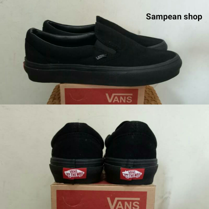 sepatu vans slip on full black