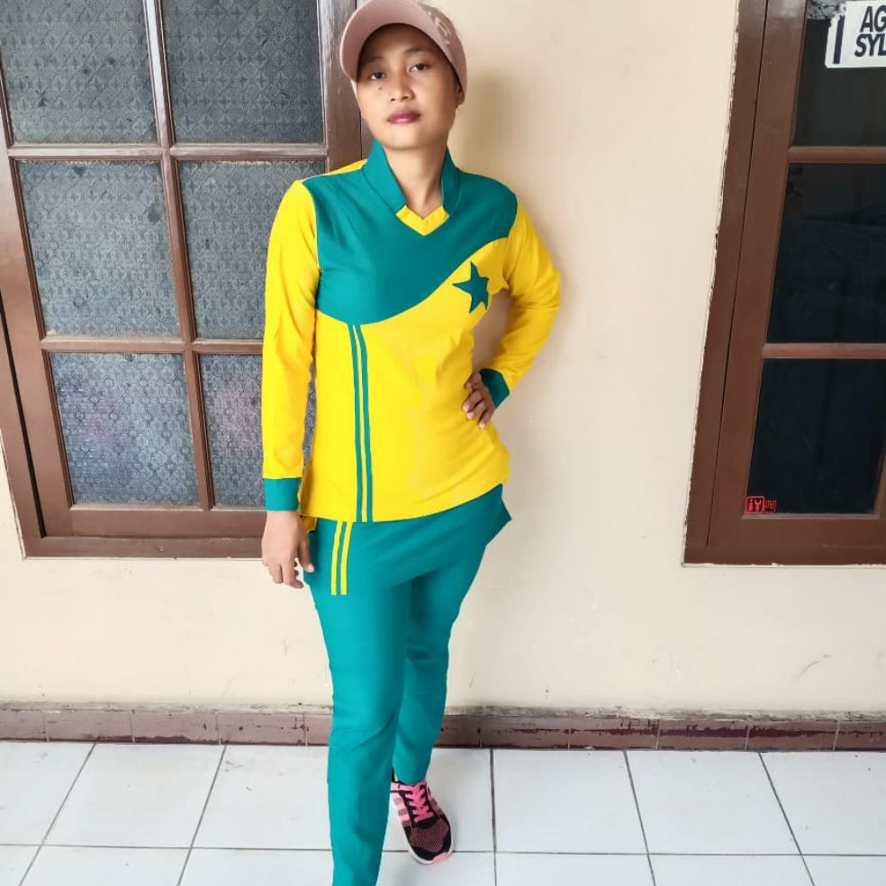 Baju Senam Muslimah Warna Kuning Kombinasi Hijau Lazada Indonesia