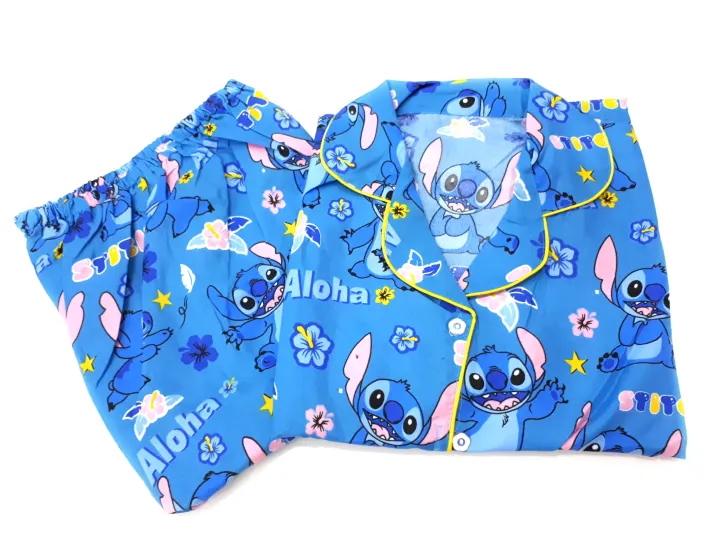 Fn1 Piama Pajamashp Katun Jepangmotif Lilo Stitchfit To Xl