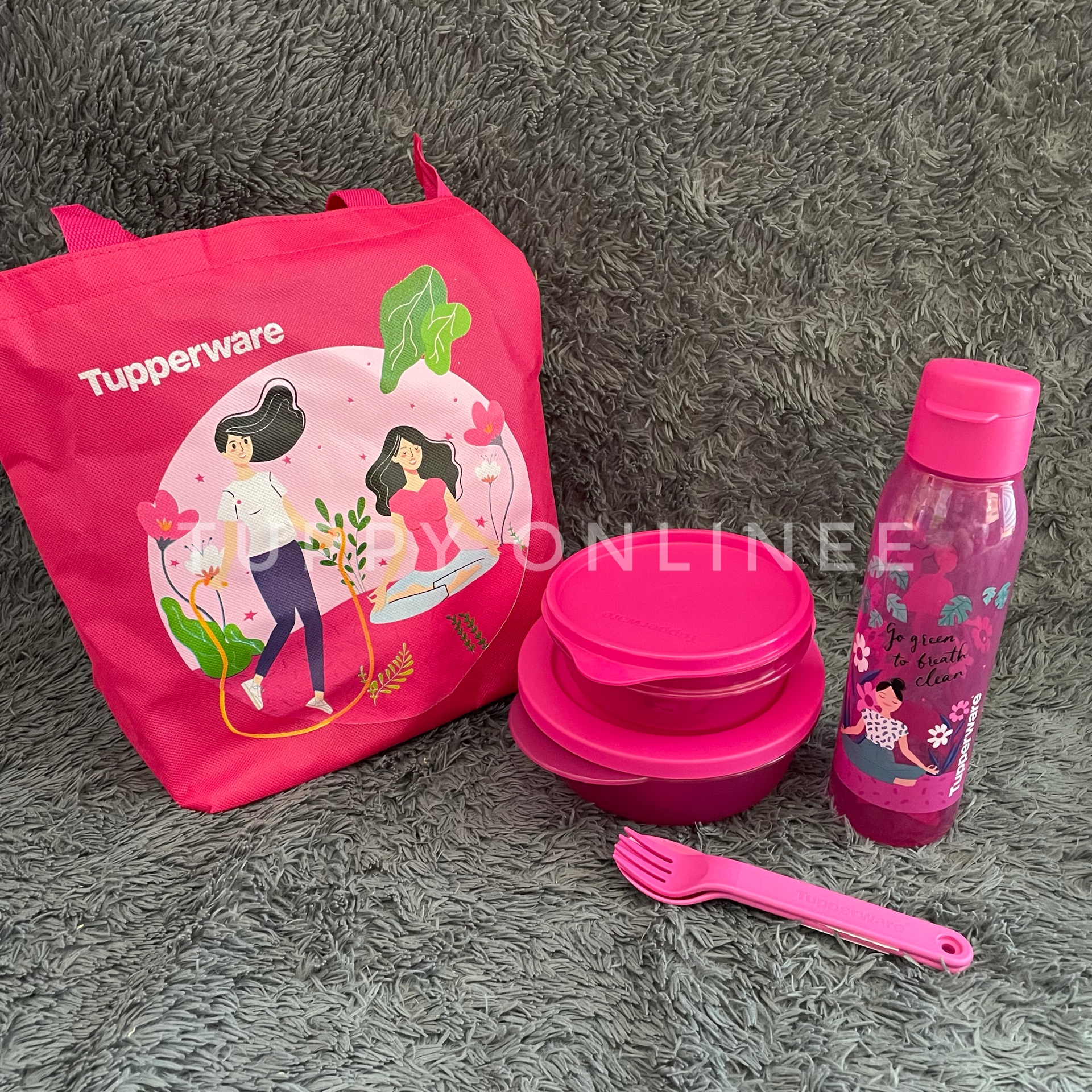 Tupperware murah - Pink lunch set rm 85