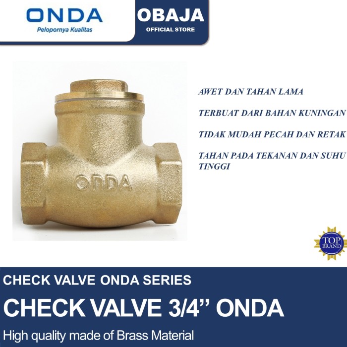 CHECK VALVE 3/4" ONDA/KLEP TABOK KUNINGAN 3/4" ONDA/SWING CHECK VALVE