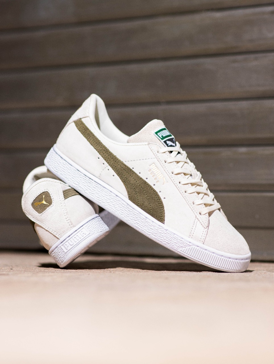 puma white green