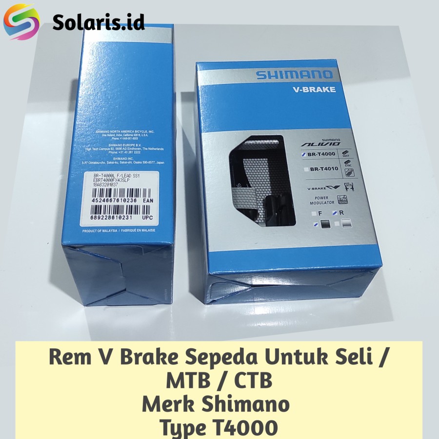 Rem V Brake Shimano Alivio T4000 Depan Belakang for MTB FOLDING