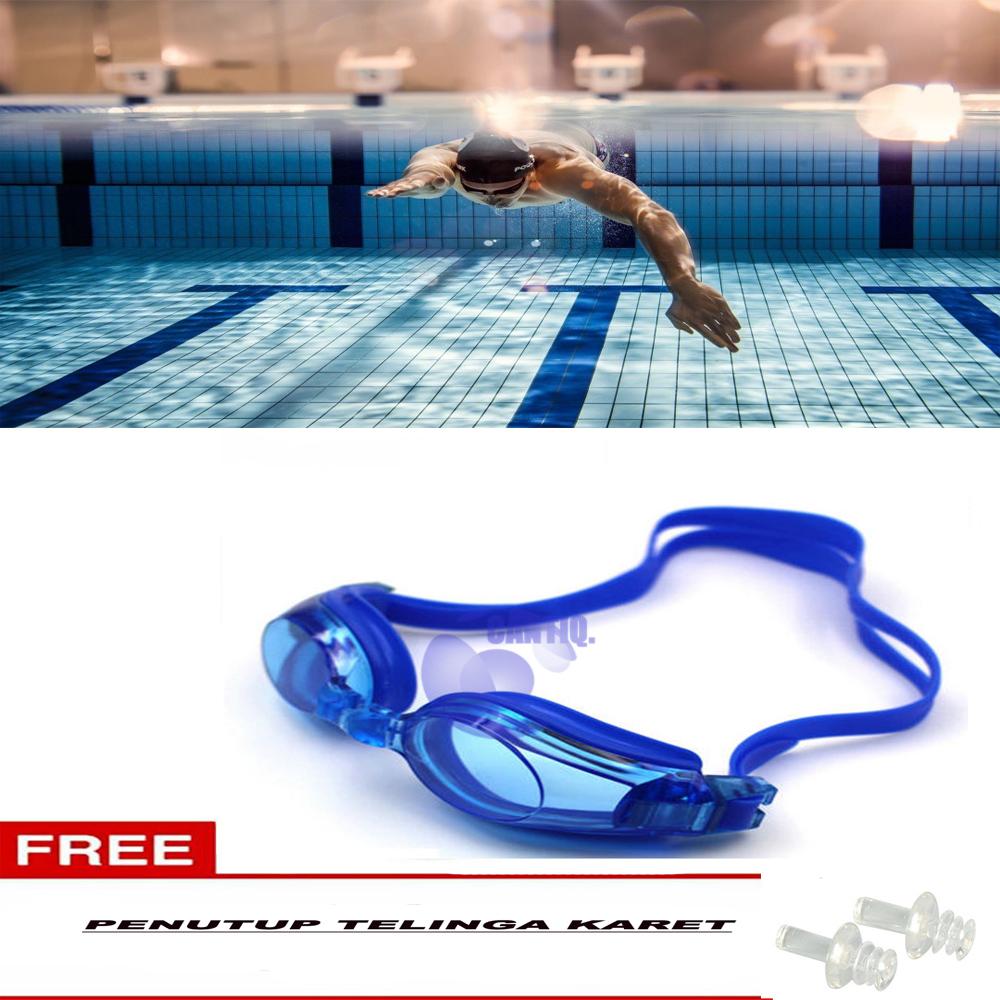 Icantiq Kacamata Renang Santai Swimming Goggles Kacamata Berenang Anti Fog UV Protection Kaca Mata +Bonus Penutup Telinga Karet