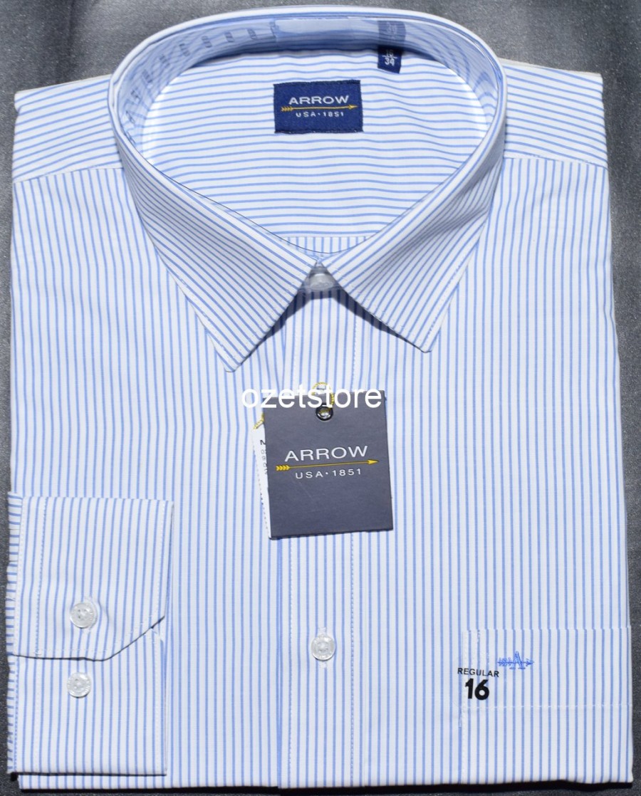 Kemeja Pria Formal Lengan Panjang ARROW Navy Salur Reguler KAR47