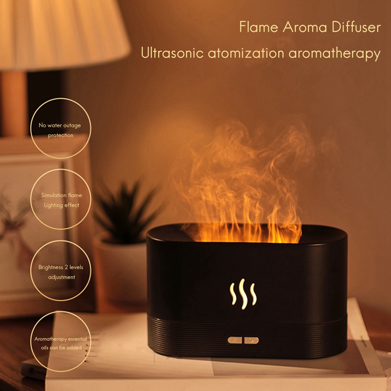 Simulation Flame Light Aromatherapy Diffuser USB Ultrasonic Essential Oil Diffuser for Home Aroma Air Humidifier