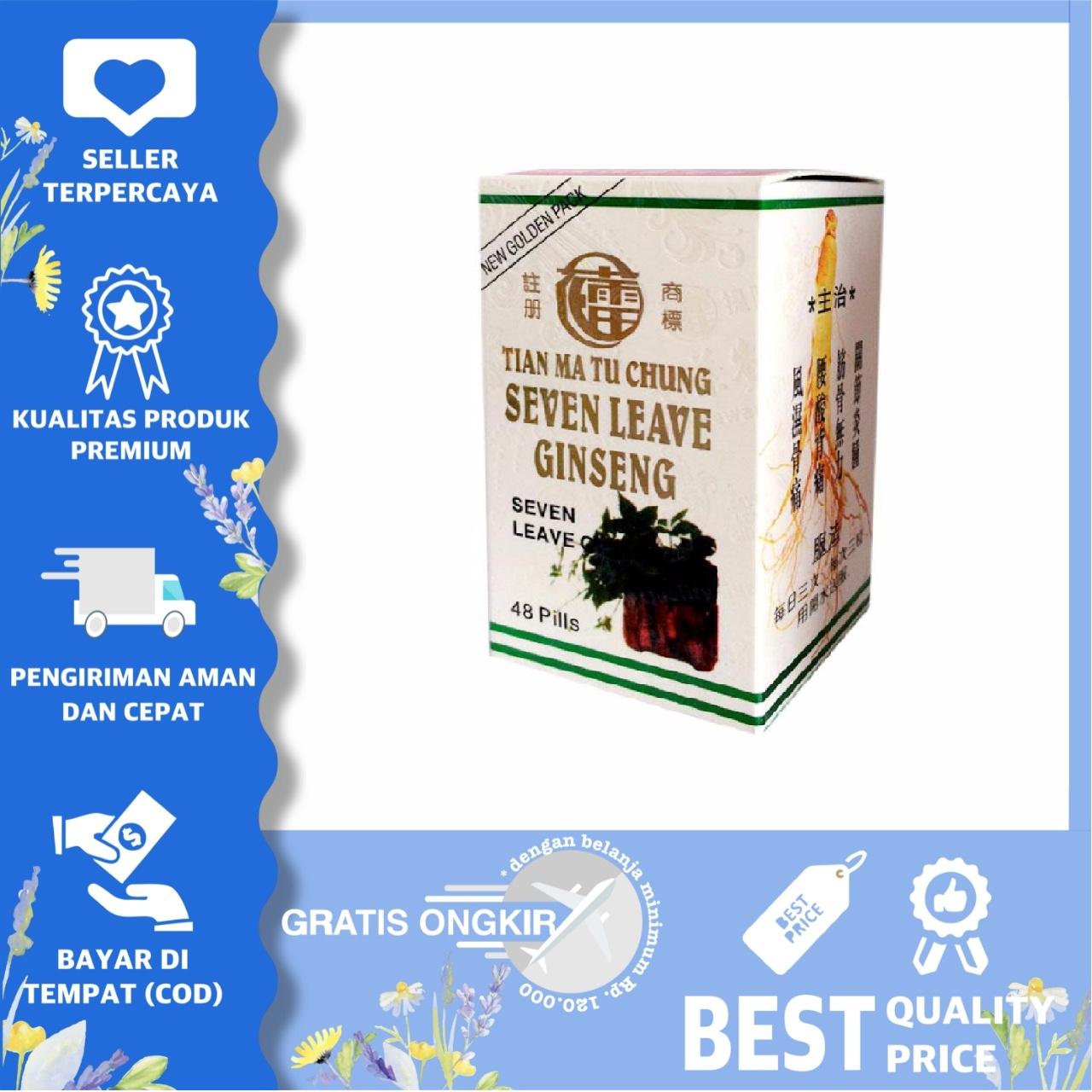 Seven Leave Ginseng Tian Ma Tu Chung (Original Hologram) Obat Rematik Asam Urat Nyeri Sendi - 48 Kapsul