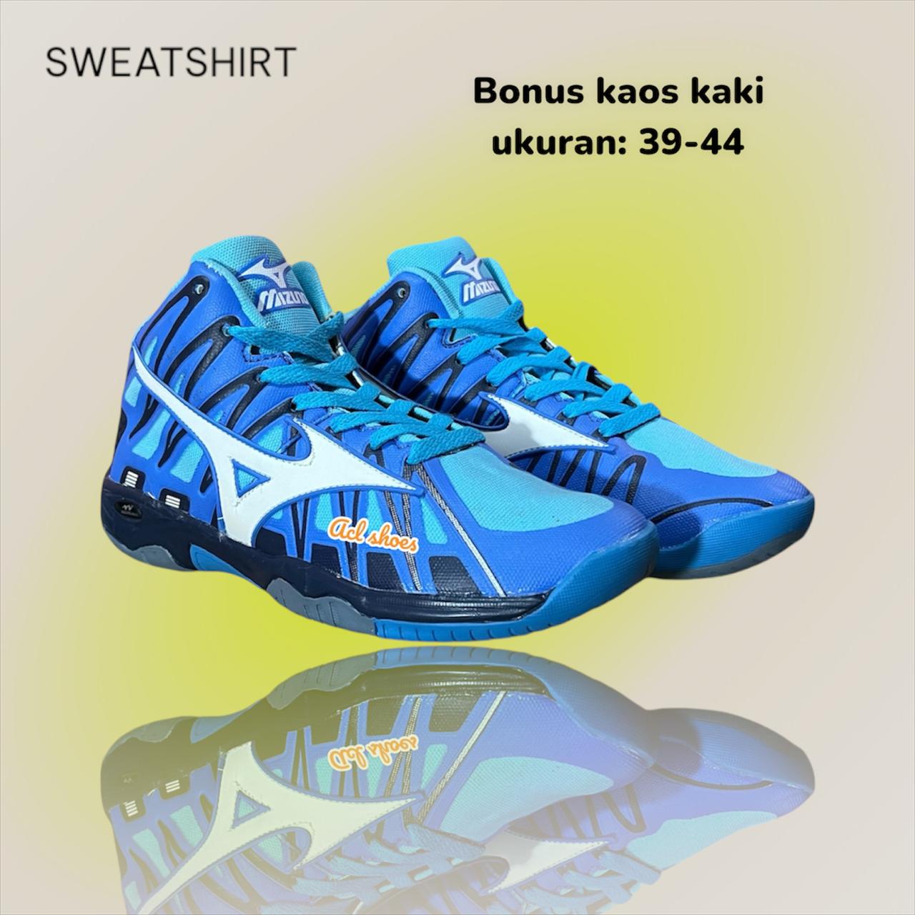 Blue Mizuno Wave Tornado X Mid 2017 Sepatu Mizuno Wave Tornado