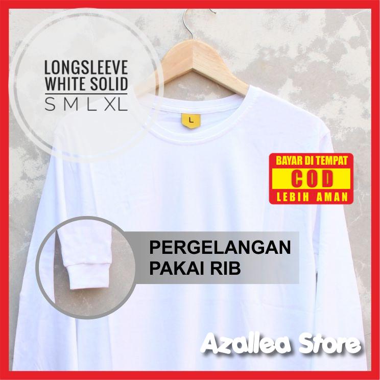 Kaos Polos LS WHITE SOLID / Baju Kaos Polos Putih Lengan Panjang Pria Wanita / Kaos Polos Cotton Combed 30s Distro
