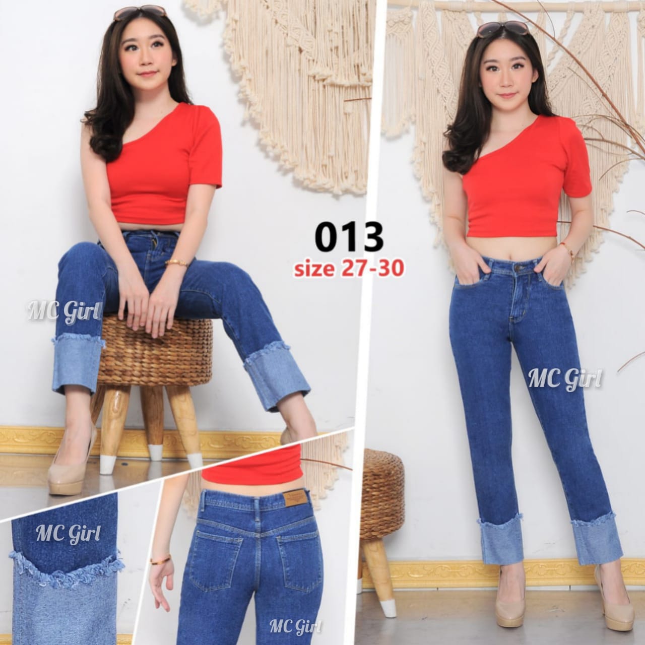 MC girl - Celana Jeans Boyfriend Stick Balik Rumbai Wanita / Boyfren ...