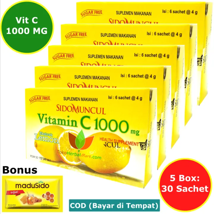 30 Sachet Vitamin C 1000 Mg Sidomuncul Rasa Lemon Minuman Vitamin C Suplemen Daya Tahan Tubuh Dewasa Anak Imunitas Vit C 1000mg Obat Pitamin Fitamin Sido Muncul Lazada Indonesia