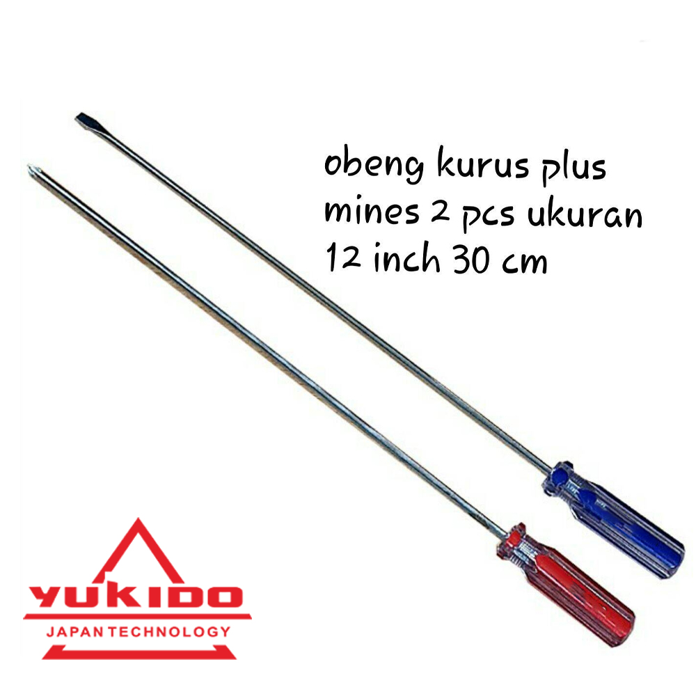 2 pcs Obeng Panjang 12 inch 30 cm / Screwdriver / obeng stel karbu ...