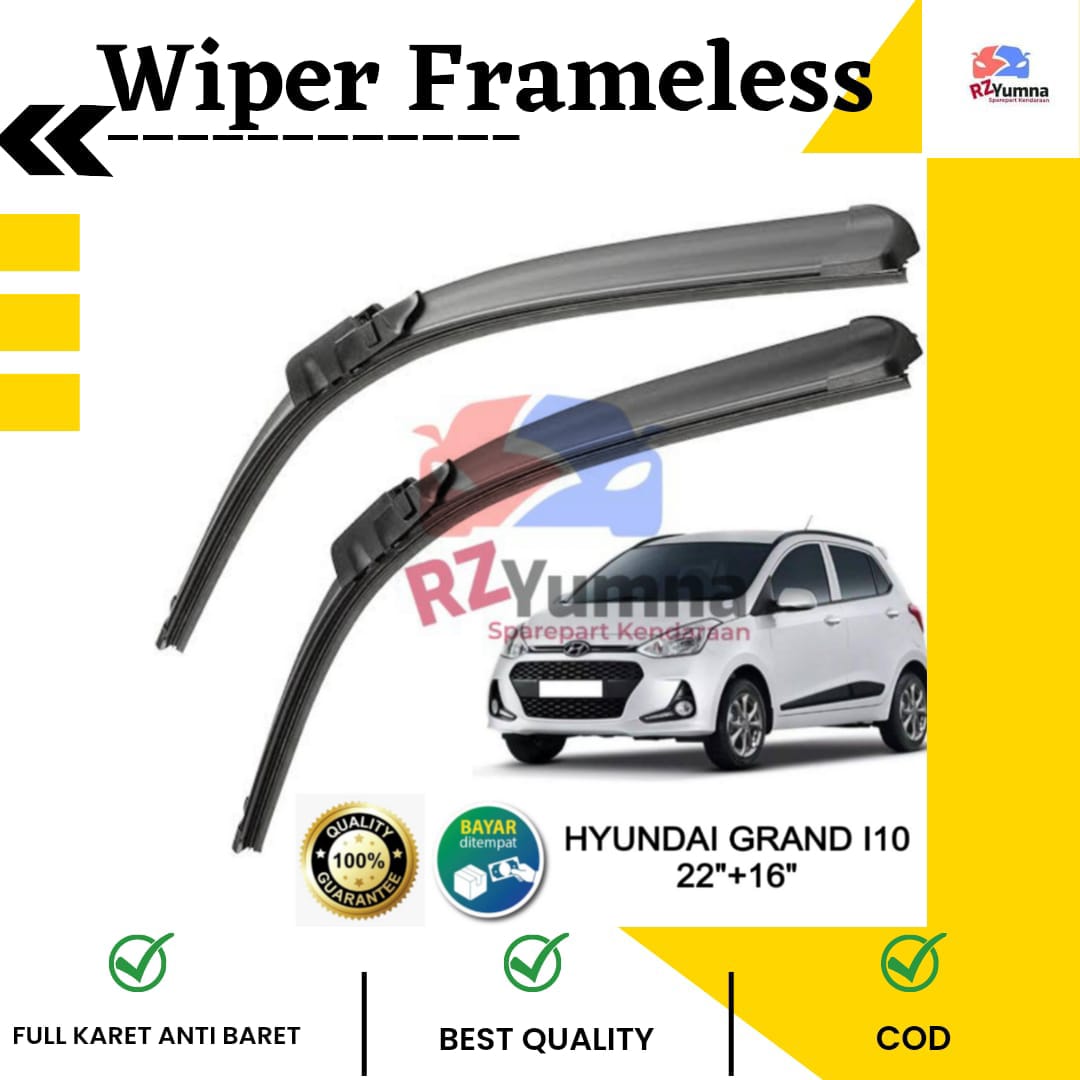 Wiper Frameless Wiper Blade Full Karet Anti Baret Hyundai Grand i10 1