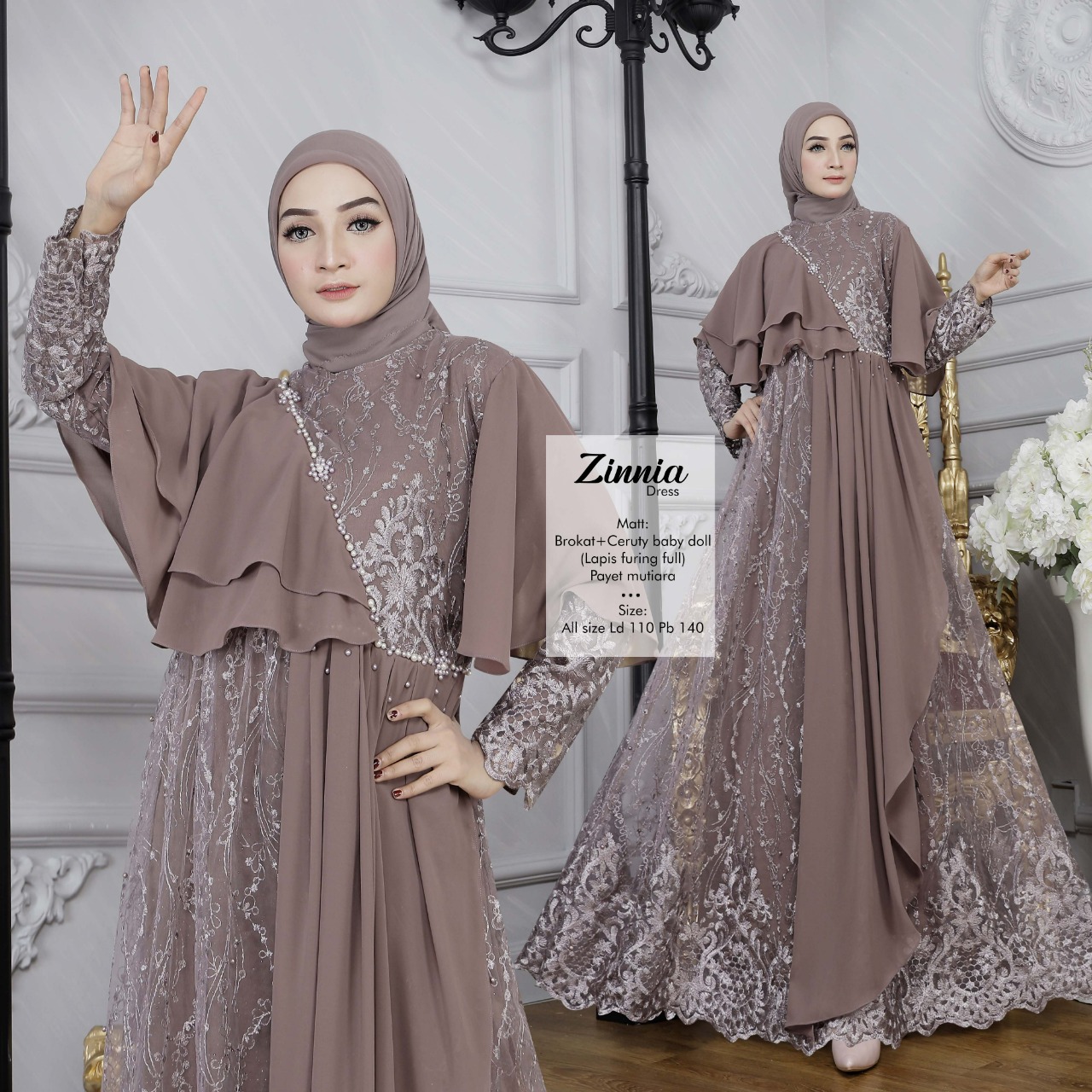 Long dress hot sale brokat hijab