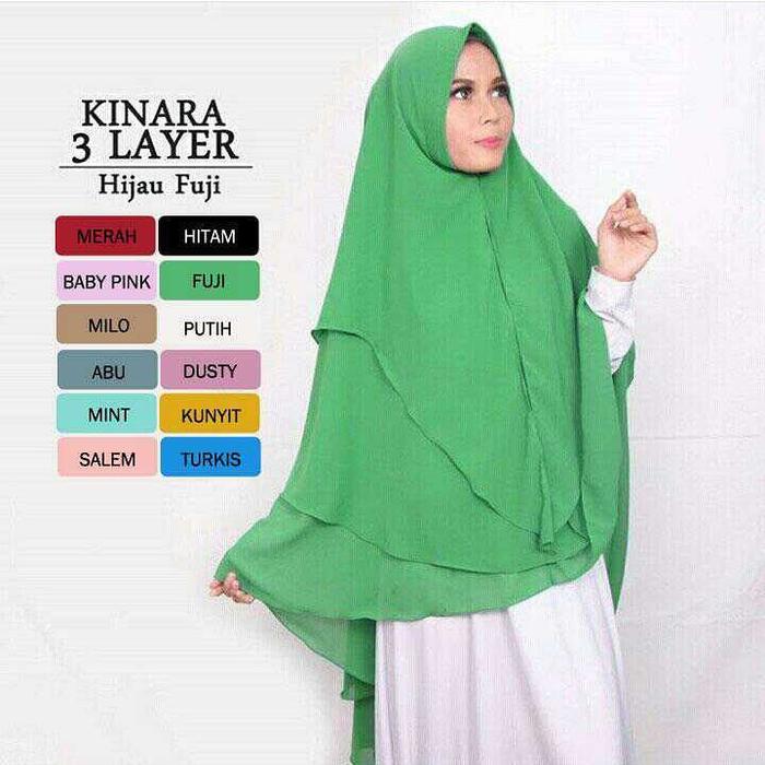 PROMO Jilbab Instan Hijab Kerudung Khimar Ceruti Syari Jumbo Kinara 3 Layer TERBARU