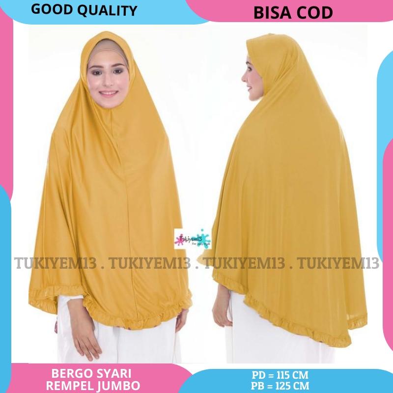 DISKON Jilbab Kerudung Hijab Khimar Syar'i Bergo Jumbo Besar Syari Rempel - tukiyem13