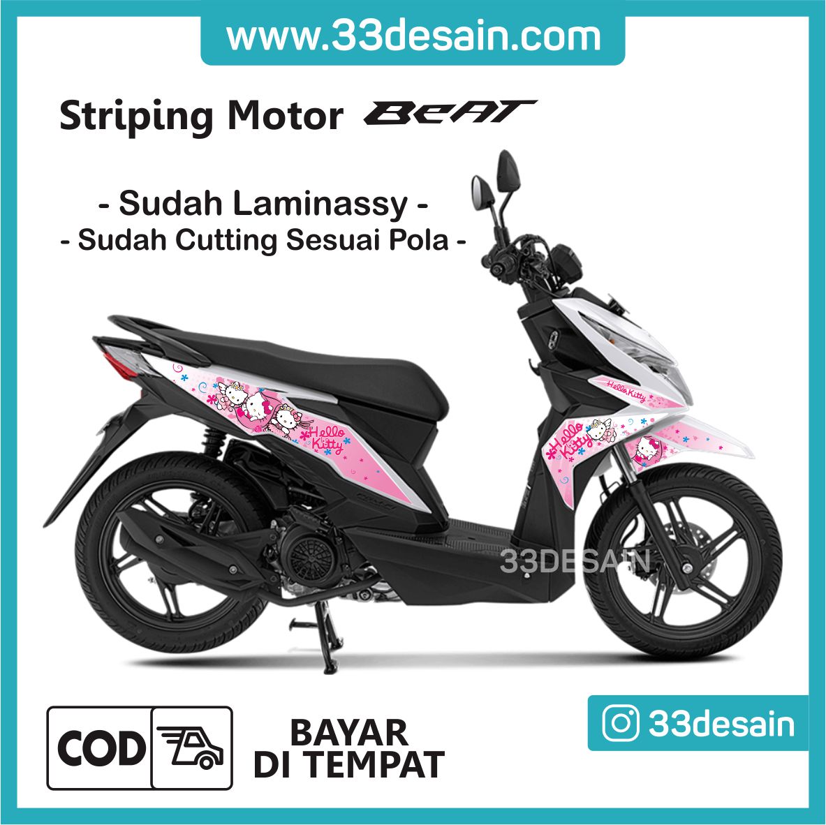 Aksesoris Stiker Motor Sticker Striping Motor Beat Esp Dan Beat Street 2016 2019 Hello Kitty 33Desain Lazada Indonesia