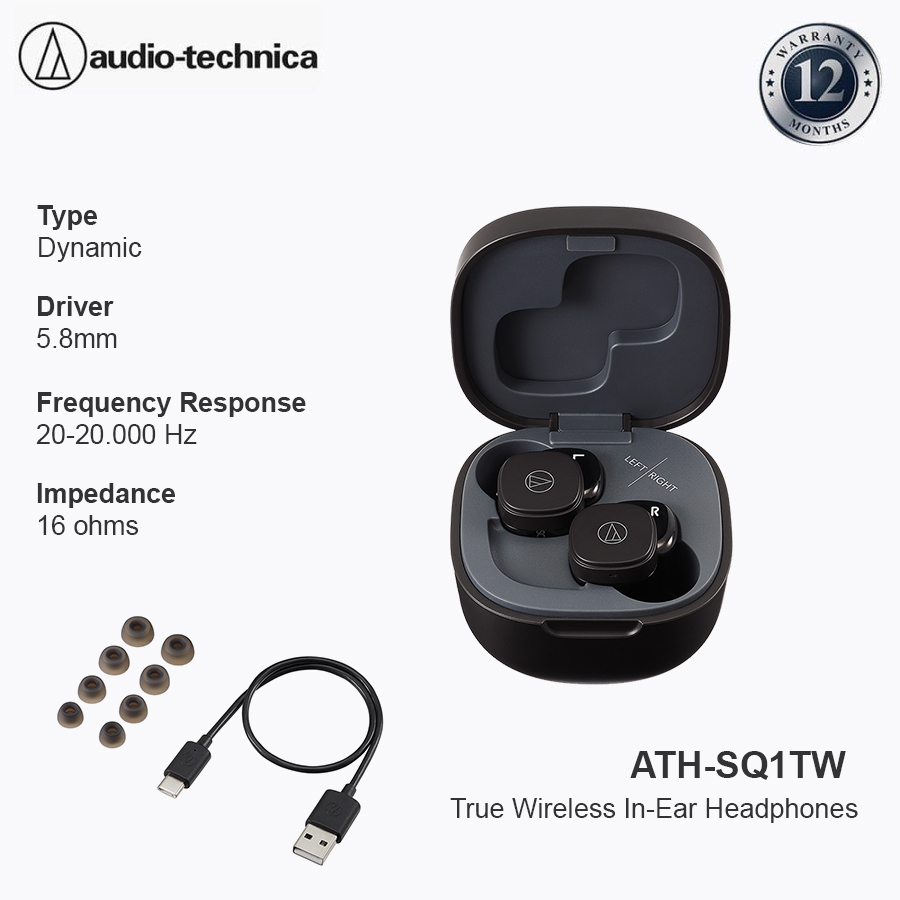 AudioTechnica ATHSQ1TW True Wireless InEar Headphones Lazada Indonesia