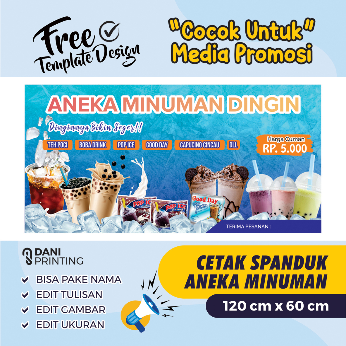 Banner Spanduka ANEKA MINUMAN DINGIN 120cm X 60cm BISA DI EDIT | Lazada